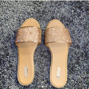 Qupid rose gold embezzled sandal